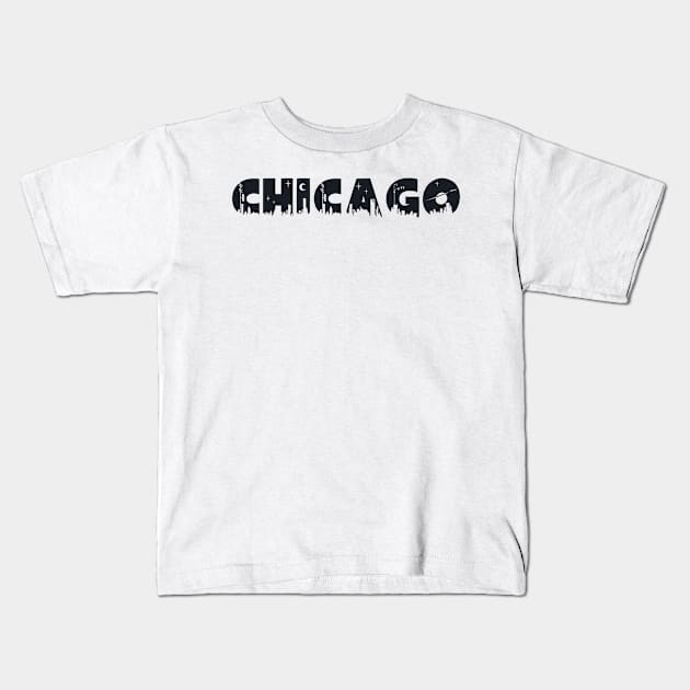 Chicago Cityscape Kids T-Shirt by Rosemogo